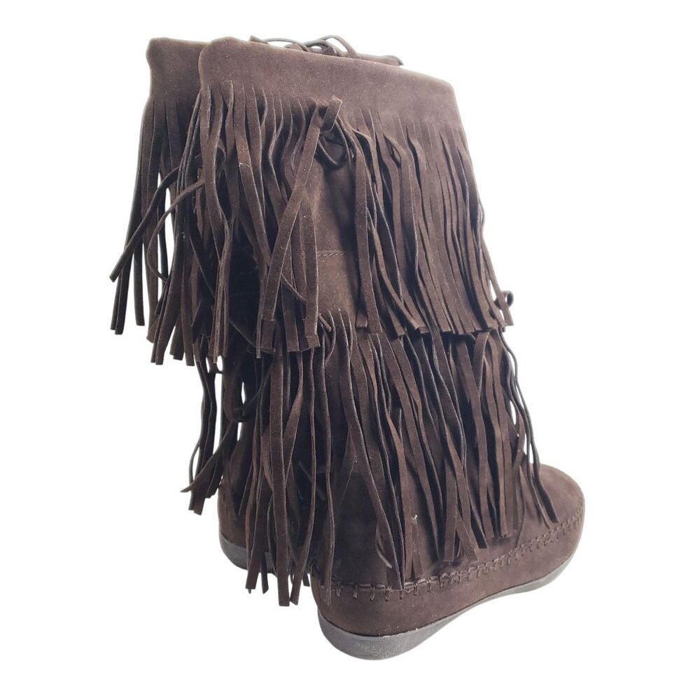 Rampage Women's Size 7.5 Candid Brown Faux Suede Moc Boots - Picture 3 of 7